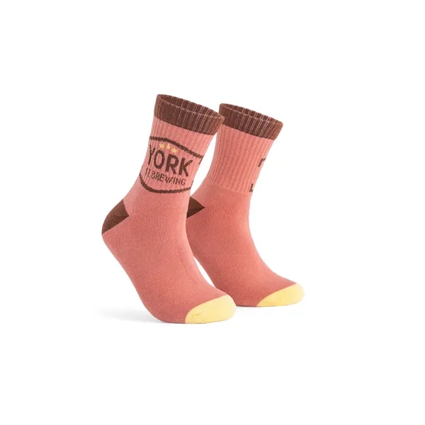 One Pair of One-Size-Fits-All Ribbed Midi Crew Socks with Woven-In, Jacquard... from ASI 45657 Pop! Promos