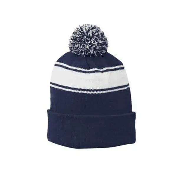 Sport-Tek® Stripe Pom Beanie... from ASI 57371 Eyevertising
