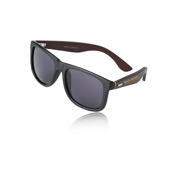 Bamboo inspired temple sunglasses with black plastic frame and UV protection.... from ASI 39552 BEL Promo