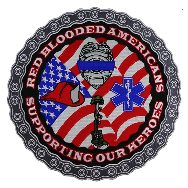 Oversized Embroidered patches with up to 75% embroidery coverage, up to... from ASI 90160 Suntex Industries