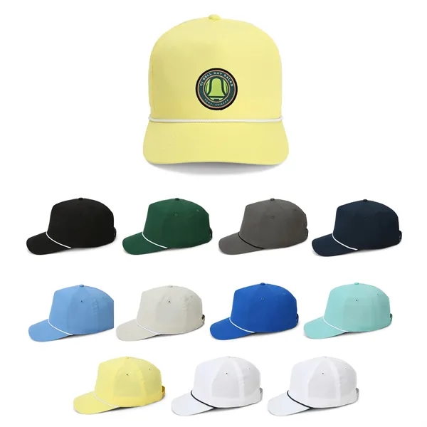 Lightweight cotton twill fabric,5 panel 'Retro Fit,Woven rope along base of... from ASI 72657 Active Life Promo / Active Life