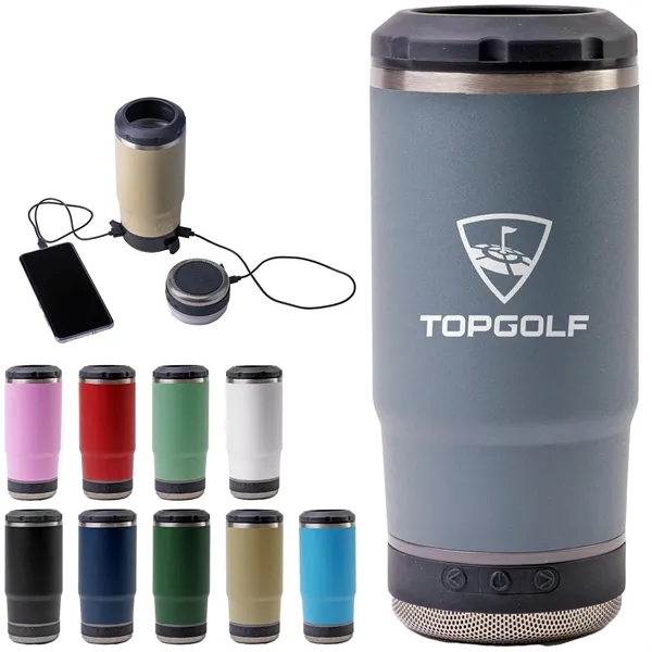 4-in-1 drink cooler with double-wall insulation, coaster base, and lid.... from ASI 57653 Gold Bond