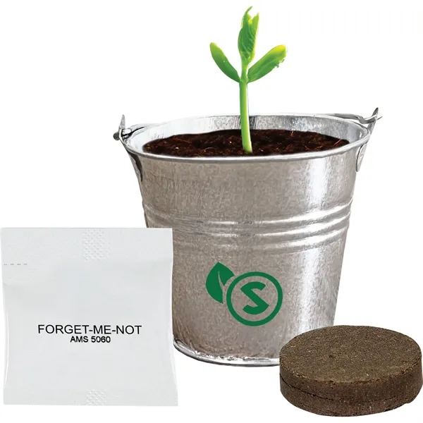 Mini bucket planter kit featuring a soil disk, seed packet and... from ASI 54100 Fields Manufacturing Inc / Sprout Tyme Line by American Greenwood