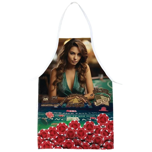 Sublimated apron measuring 18 inches wide by 27.5 inches tall.... from ASI 31260 AdCapitol