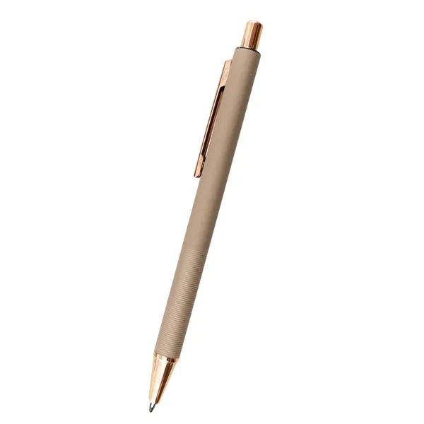 5.5" aluminum Harlow plunger-action pen with rose gold accents and pocket... from ASI 61125 Hit Promotional Products / Hit®
