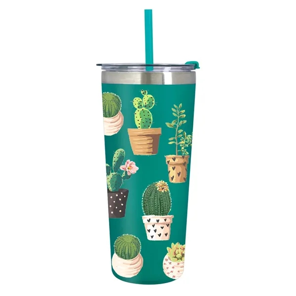 Double-wall vacuum insulated stainless steel 24-ounce tumbler with snap-on lid, flip... from ASI 61125 Hit Promotional Products / Hit®