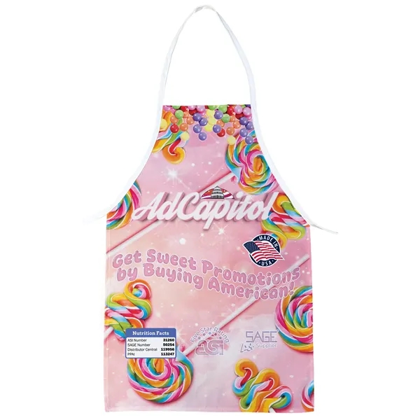 Sublimated apron measuring 18 inches wide by 27.5 inches tall.... from ASI 31260 AdCapitol