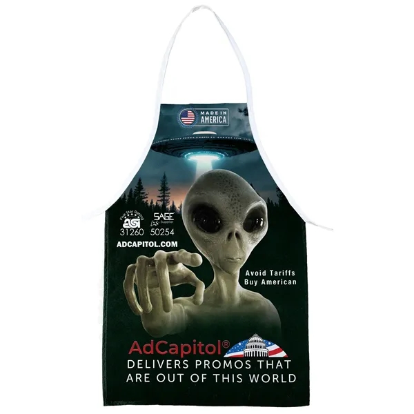 Sublimated apron measuring 18 inches wide by 27.5 inches tall.... from ASI 31260 AdCapitol