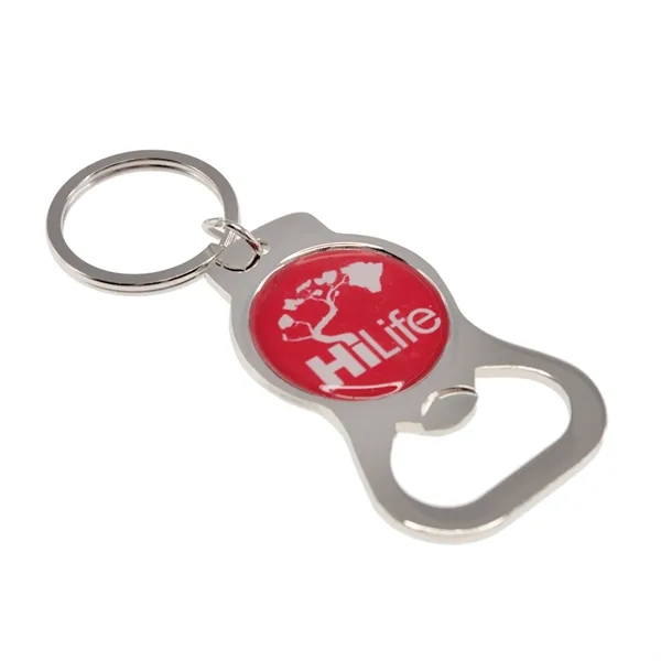Die struck metal bottle opener with poly dome imprint and split... from ASI 52263 EMT / EMT