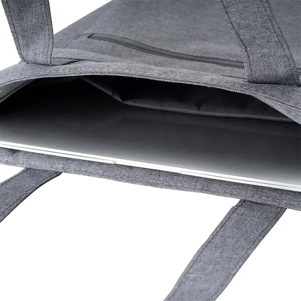 15" x 16" heathered polyester tote bag with PVC coating.... from ASI 39552 BEL Promo