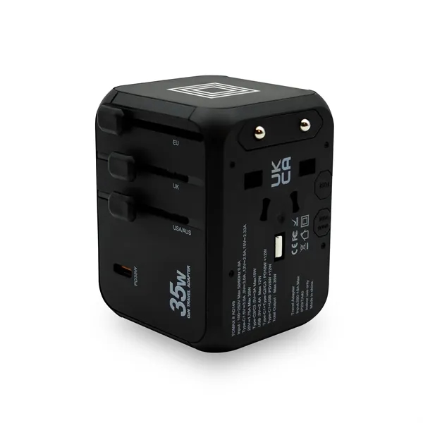 A international travel adapter upgraded with GaN technology. Delivers faster charging... from ASI 91435 Tomax USA