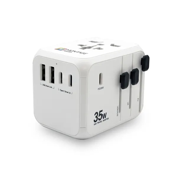 A international travel adapter upgraded with GaN technology. Delivers faster charging... from ASI 91435 Tomax USA