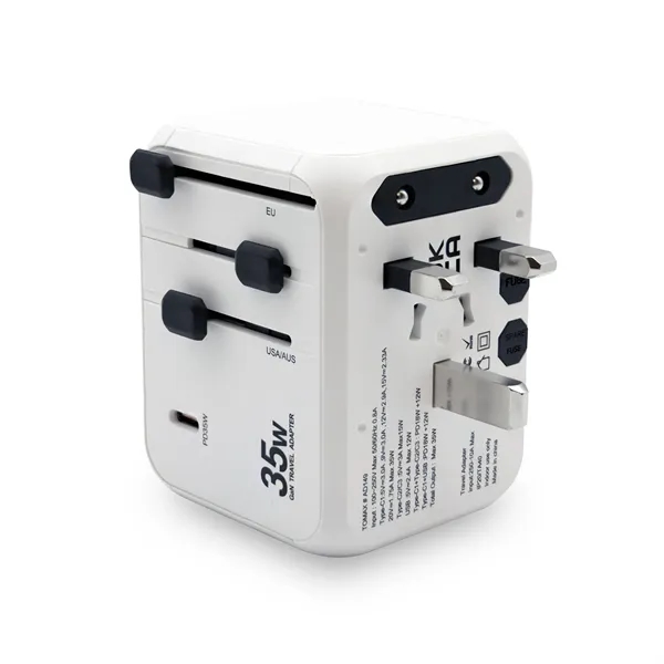 A international travel adapter upgraded with GaN technology. Delivers faster charging... from ASI 91435 Tomax USA