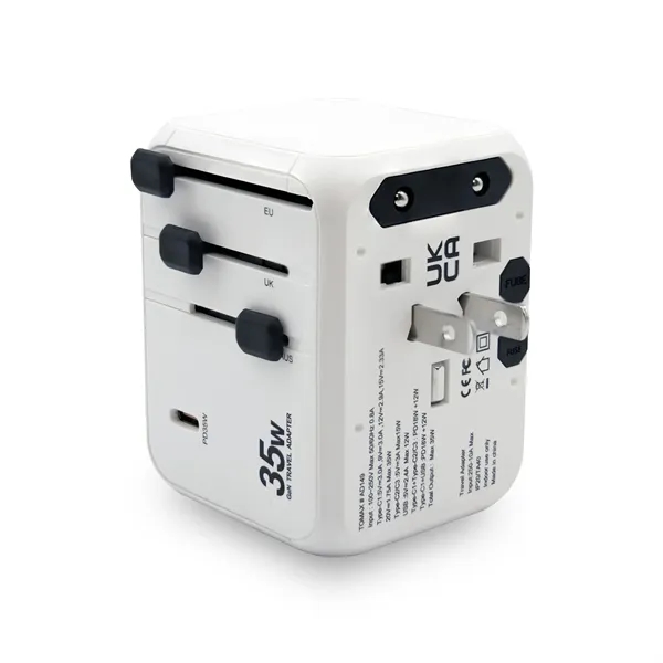 A international travel adapter upgraded with GaN technology. Delivers faster charging... from ASI 91435 Tomax USA