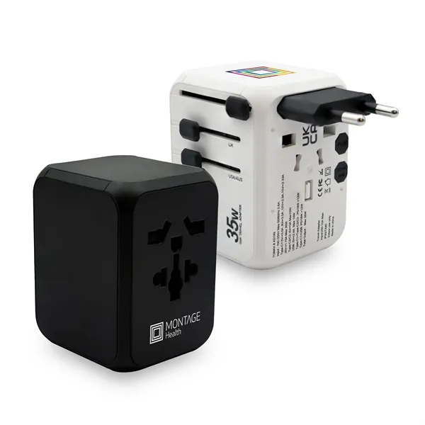 A international travel adapter upgraded with GaN technology. Delivers faster charging... from ASI 91435 Tomax USA