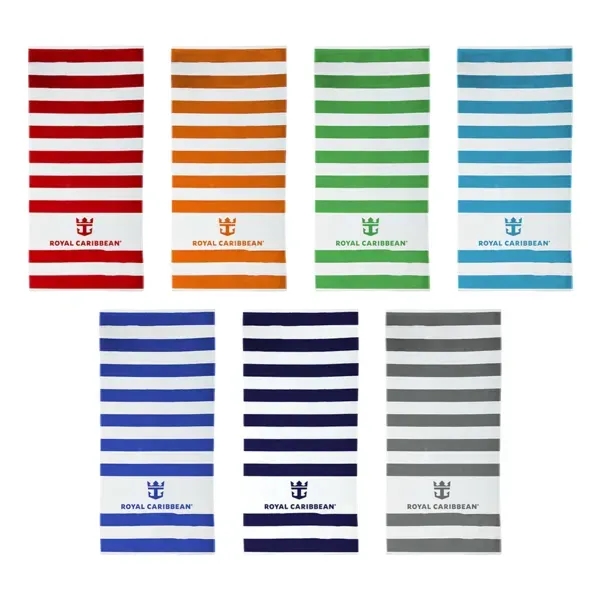 60" x 30" beach towel with cabana stripes design.... from ASI 88060 Snugz/USA Inc