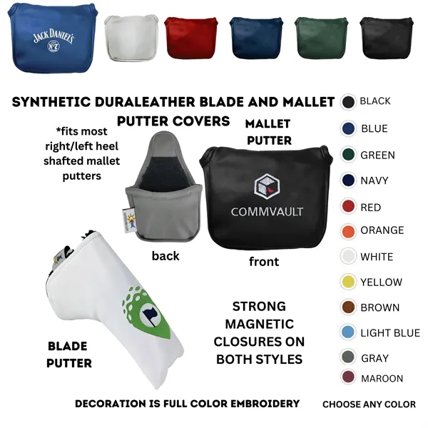 Putter cover with magnetic fasteners.... from ASI 57653 Gold Bond