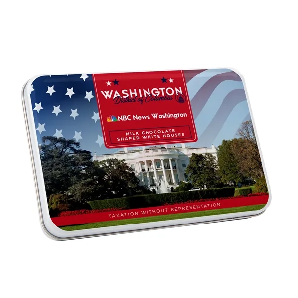 Gift Tin with White House Chocolates... from ASI 44900 NC Custom (CI/Lanco) / Chocolate Inn