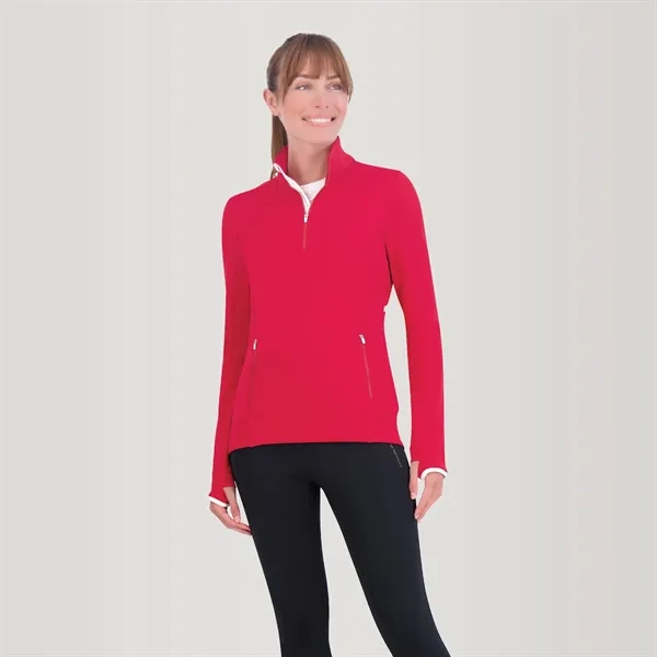 Women's quarter-zip mock pullover gives you the flexibility to swing and... from ASI 38120 Ball Pro / Diversified Quality Kitchenware / Branded Apparel Designs