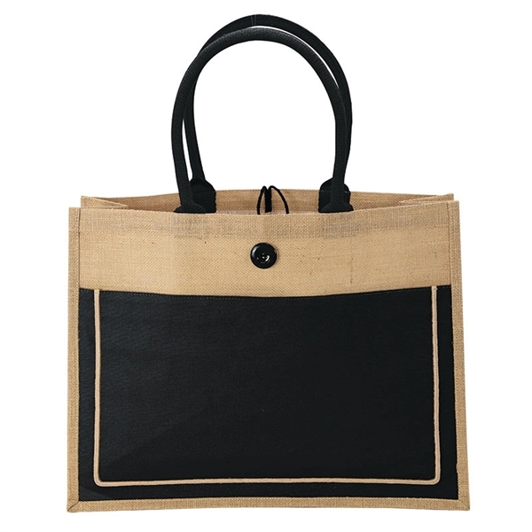 5.5" x 14" x 18.25" natural jute tote bag; includes front... from ASI 67866 Logomark/Valumark