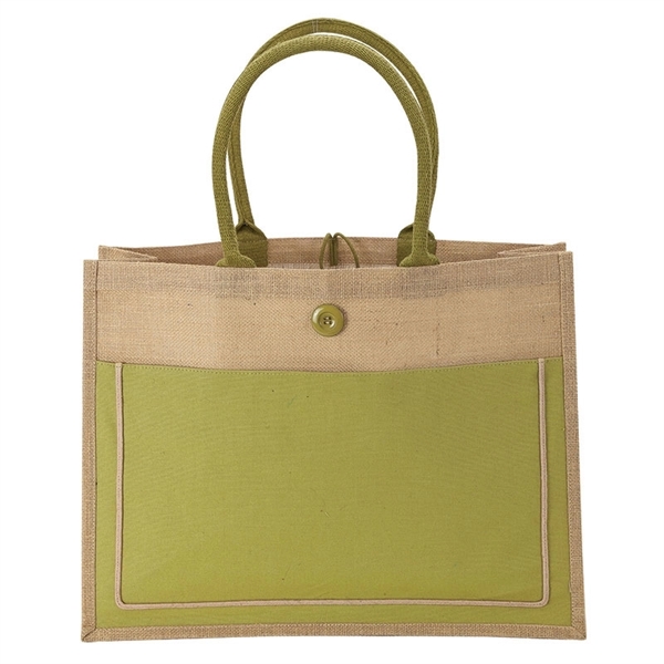 5.5" x 14" x 18.25" natural jute tote bag; includes front... from ASI 67866 Logomark/Valumark