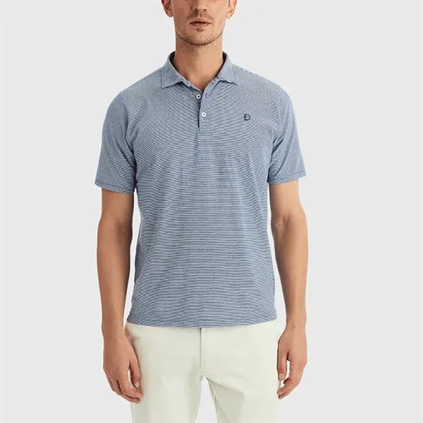 A striped knit polo made from the softest Peruvian Pima Cotton... from ASI 38120 Ball Pro / Diversified Quality Kitchenware / Branded Apparel Designs