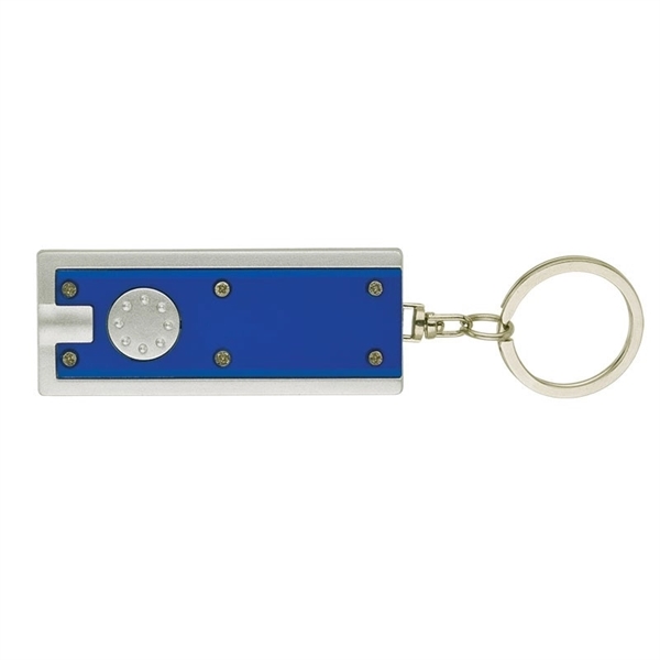 0.38" x 3.75" x 1" Ester plastic keychain with LED flashlight... from ASI 67866 Logomark/Valumark