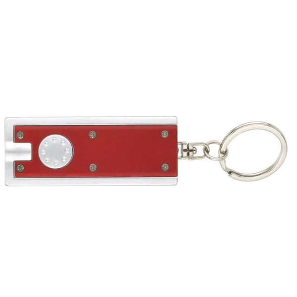 0.38" x 3.75" x 1" Ester plastic keychain with LED flashlight... from ASI 67866 Logomark/Valumark