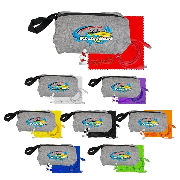 Travel C to C Cable, Ear Bud & Cloth Set... from ASI 30208 A P Specialties / AP Specialties