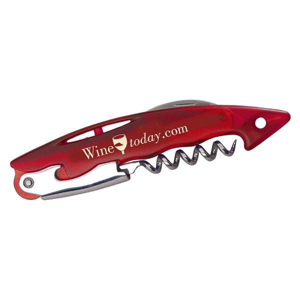 Wine bottle opener with corkscrew and durable cutter blade.... from ASI 52840 Evans Manufacturing