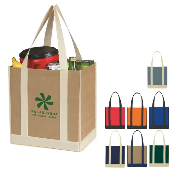 Non-Woven Two-Tone Shopper Tote Bag.  Made Of 80 Gram Non-Woven,... from ASI 61125 Hit Promotional Products / Hit®