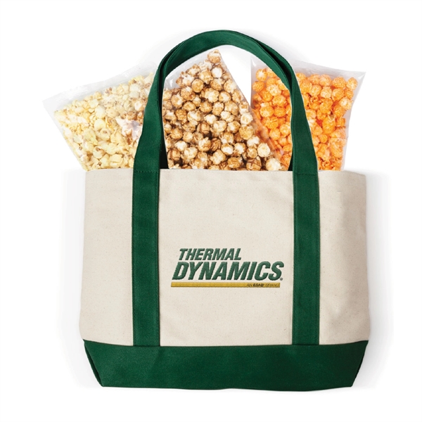 Canvas boat tote bag filled with a trio of popcorn.... from ASI 44900 NC Custom (CI/Lanco) / Lanco