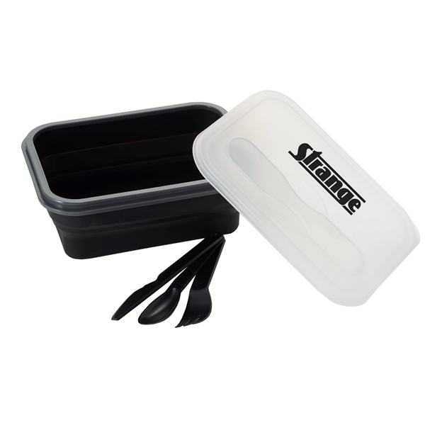 Collapsible silicone lunch container holds 3 cups of food. Utensils included!... from ASI 52840 Evans Manufacturing