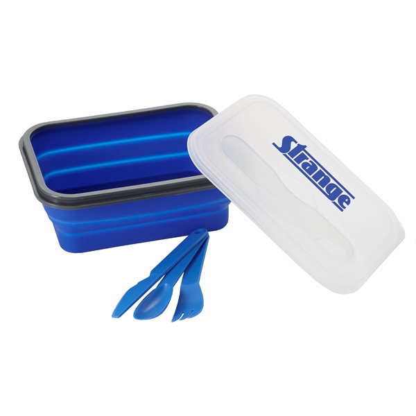 Collapsible silicone lunch container holds 3 cups of food. Utensils included!... from ASI 52840 Evans Manufacturing
