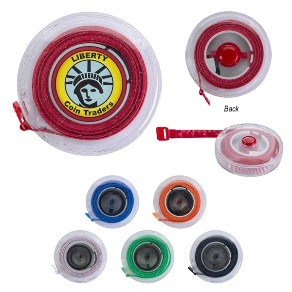 Clear tape measure with 5' push button retractable plastic tape that... from ASI 61125 Hit Promotional Products / Hit®