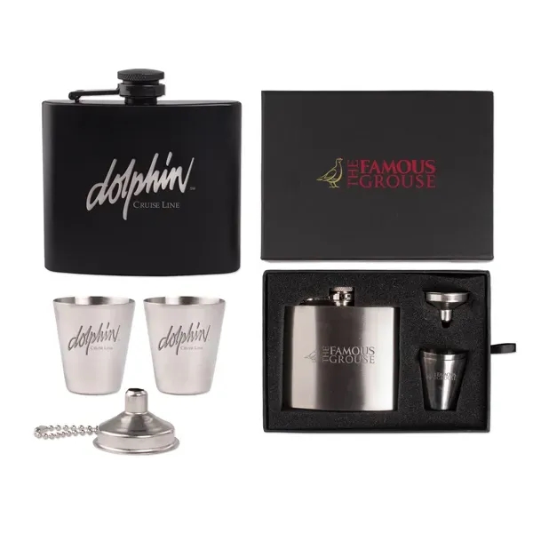 Gift set with a 5-ounce flask, two shot glasses and funnel.... from ASI 98360 WOWLine / WOWLine®