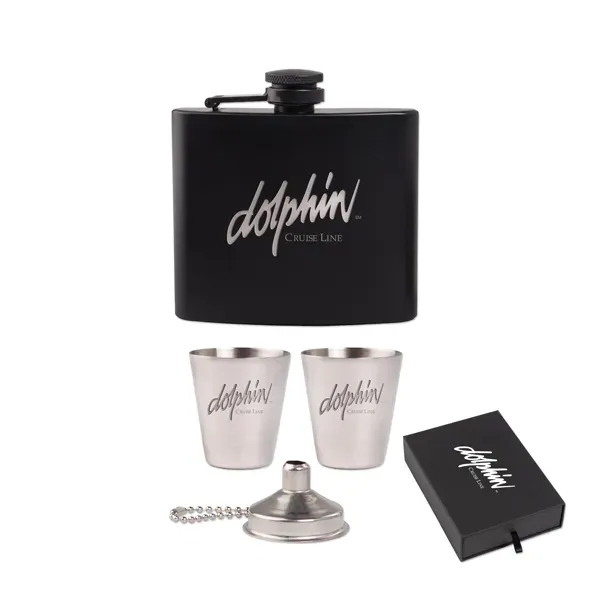 Gift set with a 5-ounce flask, two shot glasses and funnel.... from ASI 98360 WOWLine / WOWLine®