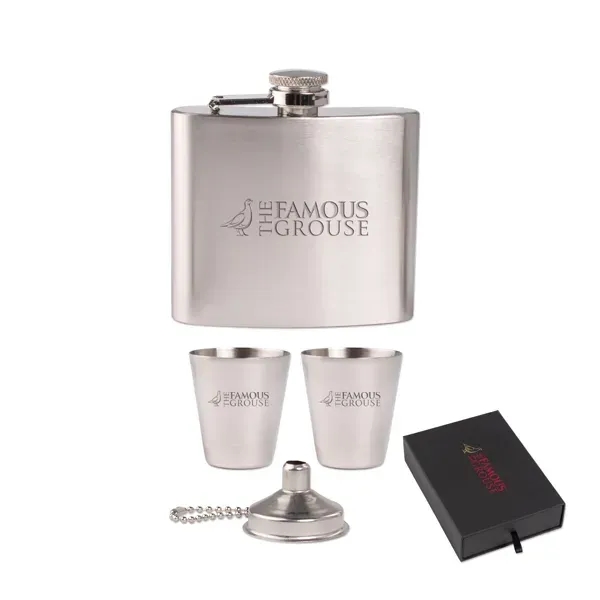 Gift set with a 5-ounce flask, two shot glasses and funnel.... from ASI 98360 WOWLine / WOWLine®