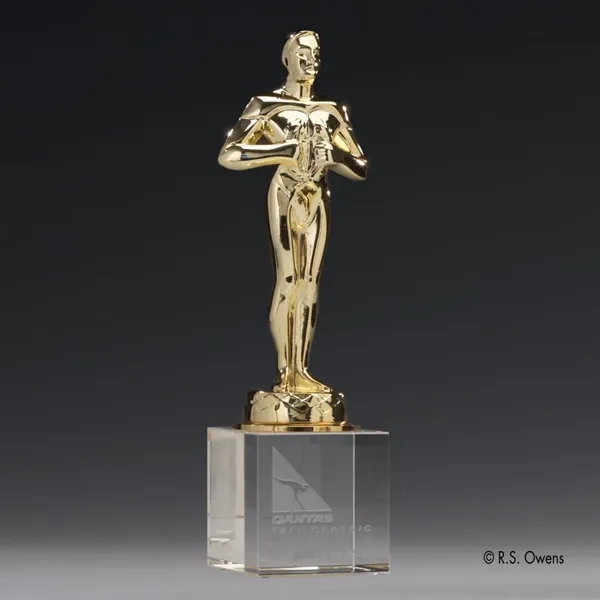 Gold-plated award with optical crystal base.... from ASI 84592 St Regis Group / R S Owens & Co Inc