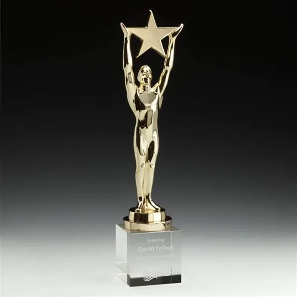 Gold-plated award with optical crystal base.... from ASI 84592 St Regis Group / R S Owens & Co Inc