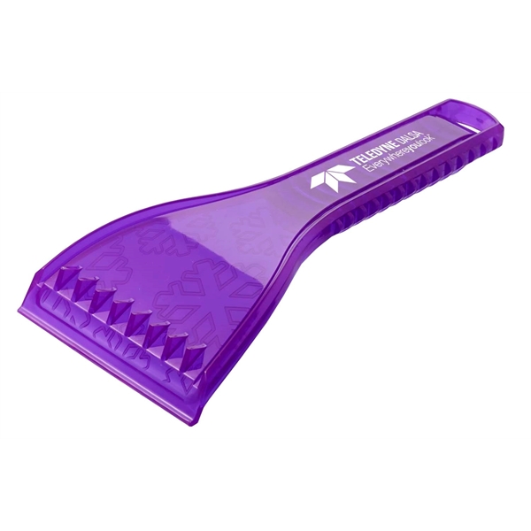 Plastic ice scraper with a snowflake design engraved on underside that... from ASI 52840 Evans Manufacturing