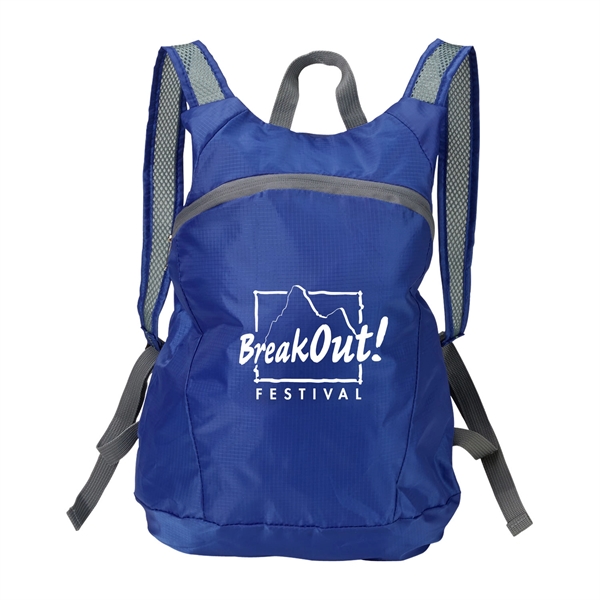 Foldable zippered backpack made from ripstop material that can be stored... from ASI 52840 Evans Manufacturing