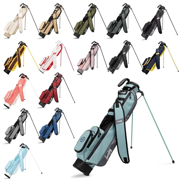 Golf bag with a 2-way divider, handle, strap, zippers, tee holder,... from ASI 57653 Gold Bond