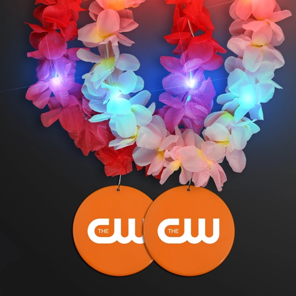 Light Up Hawaiian Leis with Custom Circle Medallion; Domestic Imprint Pricing... from ASI 34194 ALightPromos / Alight Promotional Products