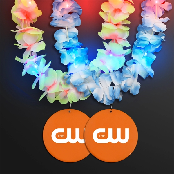Light Up Hawaiian Leis with Custom Circle Medallion; Domestic Imprint Pricing... from ASI 34194 ALightPromos / Alight Promotional Products