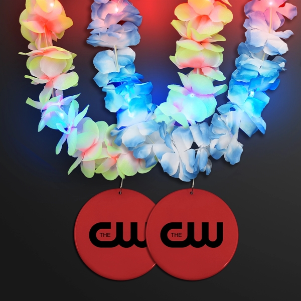 Light Up Hawaiian Leis with Custom Circle Medallion; Domestic Imprint Pricing... from ASI 34194 ALightPromos / Alight Promotional Products