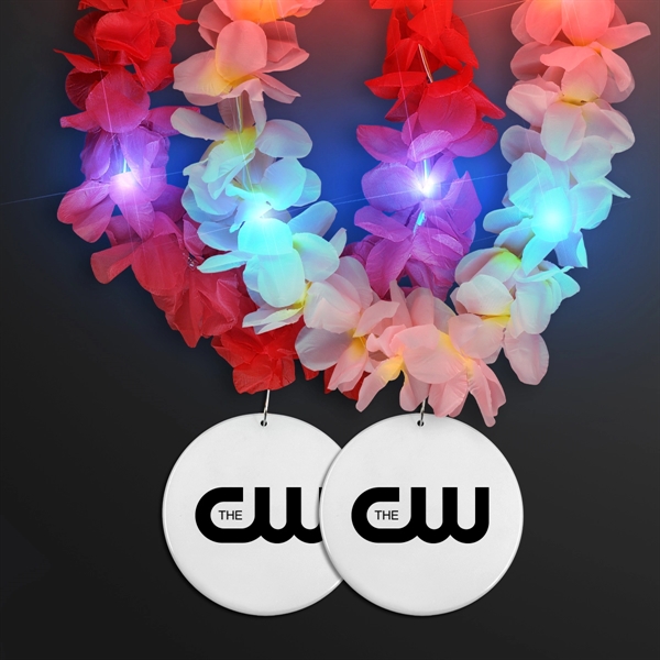 Light Up Hawaiian Leis with Custom Circle Medallion; Domestic Imprint Pricing... from ASI 34194 ALightPromos / Alight Promotional Products