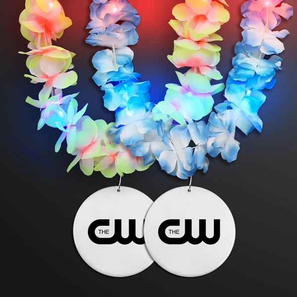 Light Up Hawaiian Leis with Custom Circle Medallion; Domestic Imprint Pricing... from ASI 34194 ALightPromos / Alight Promotional Products