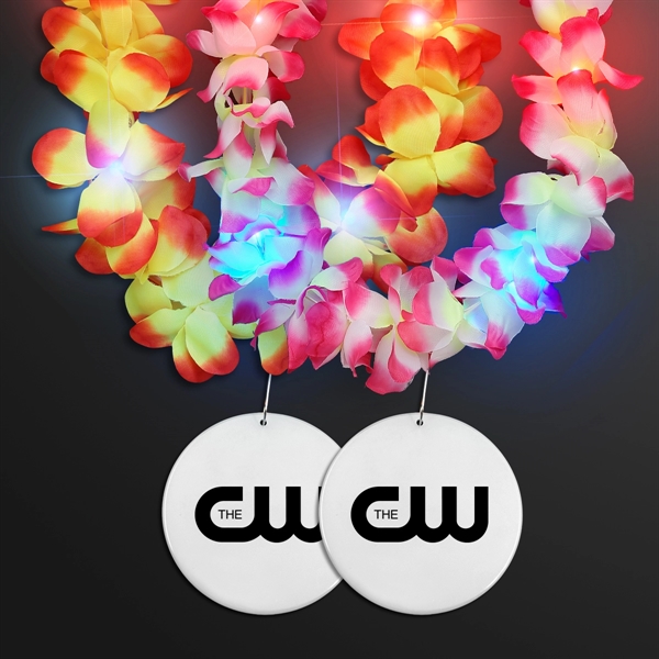 Light Up Hawaiian Leis with Custom Circle Medallion; Domestic Imprint Pricing... from ASI 34194 ALightPromos / Alight Promotional Products