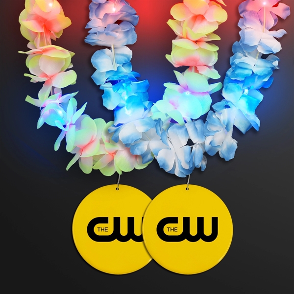 Light Up Hawaiian Leis with Custom Circle Medallion; Domestic Imprint Pricing... from ASI 34194 ALightPromos / Alight Promotional Products